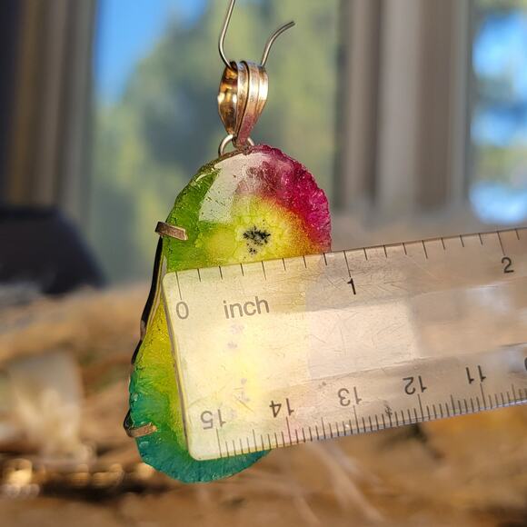 Vibrant Rainbow Solar Quartz Pendant – Nature’s Beauty in Sterling Silver - Picture 6 of 10